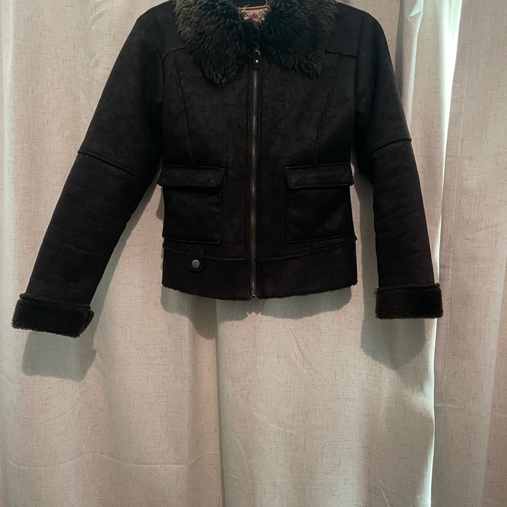 Frida G Black Faux Fur Collar Jacket
